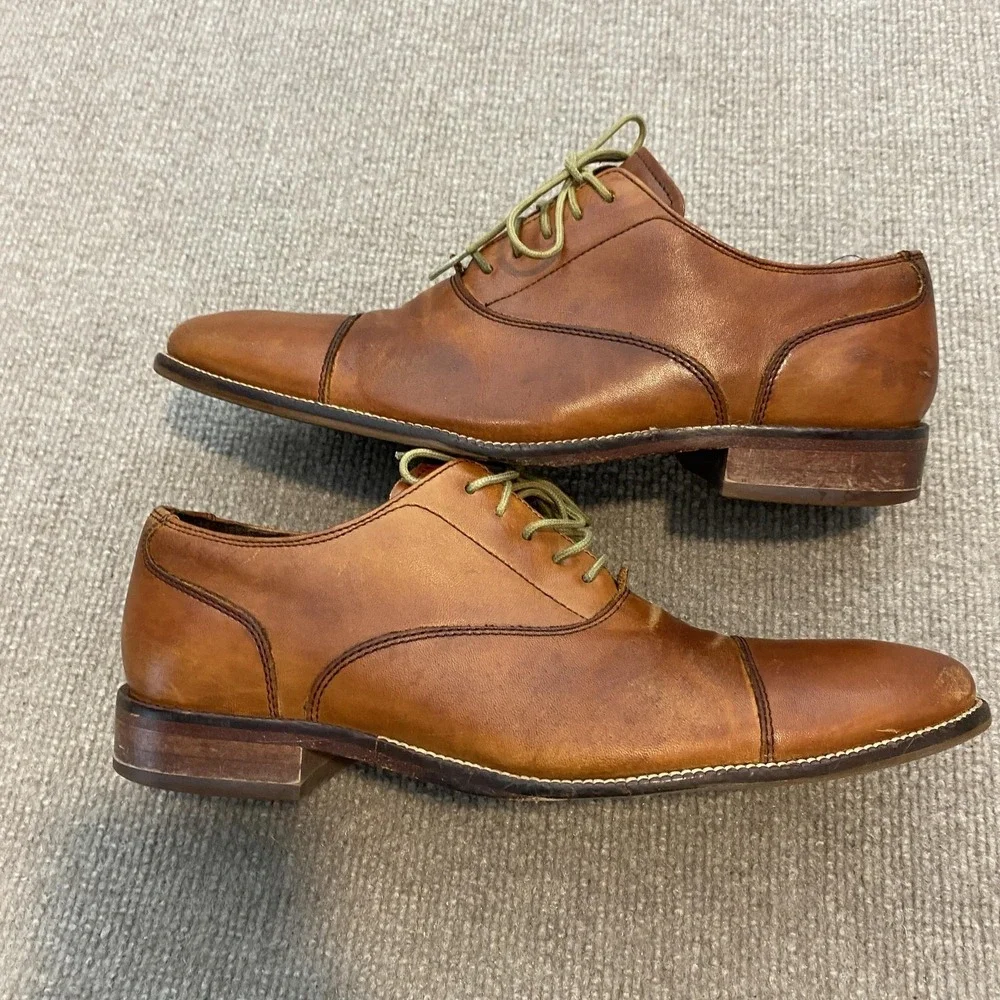 Cole Haan Shoes Mens Size 8 M Brown Leather Cap Toe Dress Oxfords C12337